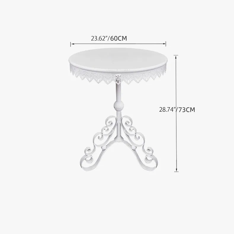 Vintage White Iron Bistro Table – Elegant Lace Design for Cozy Spaces fczym-2330