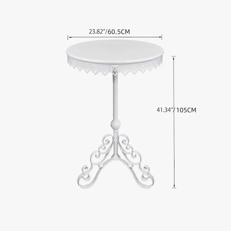 Vintage White Iron Bistro Table – Elegant Lace Design for Cozy Spaces fczym-2330