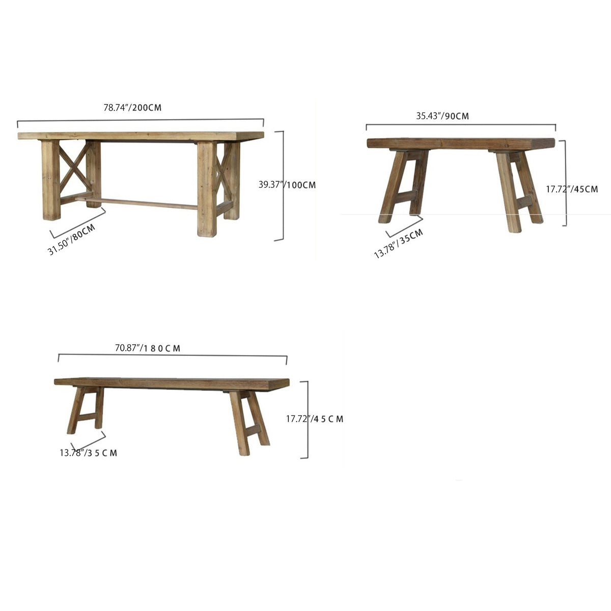 Premium Solid Wood Dining Table - Elegant & Durable Furniture Piece fczym-2336