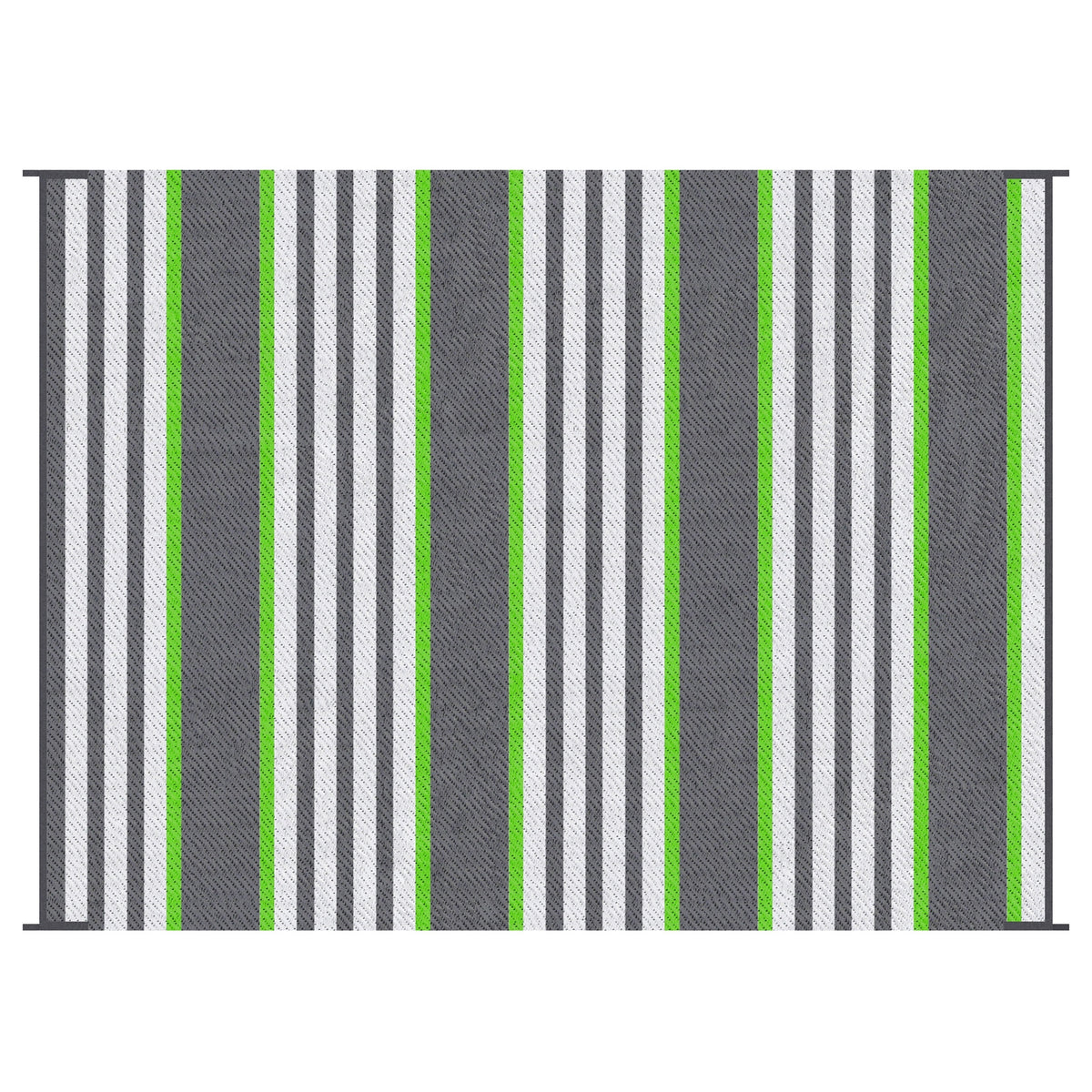 Outsunny Reversible Outdoor Rug Carpet, 9' x 12' Waterproof Plastic Straw Rug, Portable RV Camping Rugs with Carry Bag, Large Floor Mat for Backyard, Deck, Picnic, Beach, Green & Gray Striped-W2225P172569