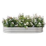Raised Garden Bed Outdoor, Oval Large Metal Raised Planter Bed for for Plants, Vegetables, and Flowers - Silver W840102510-djyc