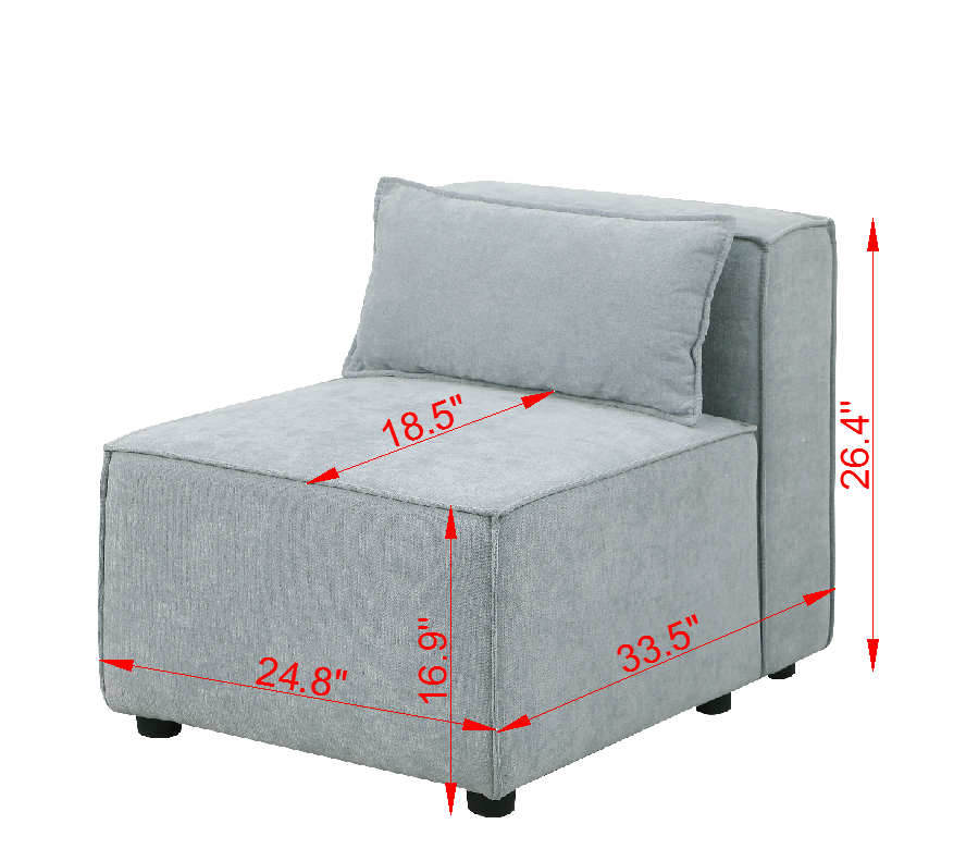 modular sofa Grayish bluechenille fabric,simple and grand, the seat and back is very soft. this is also a KNOCK DOWN sofa W1099P183965-djyc