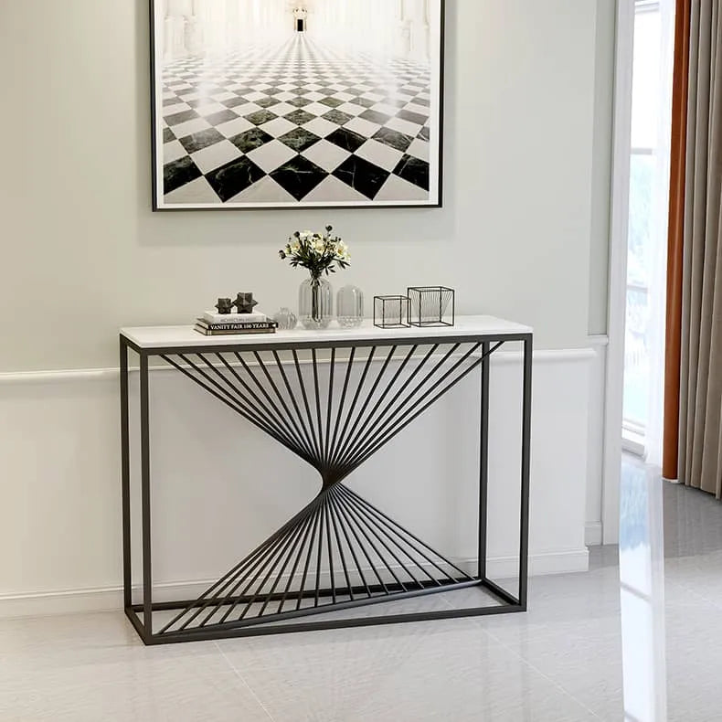 Luxurious Marble Console Table with Modern Geometric Design fdfh-2220