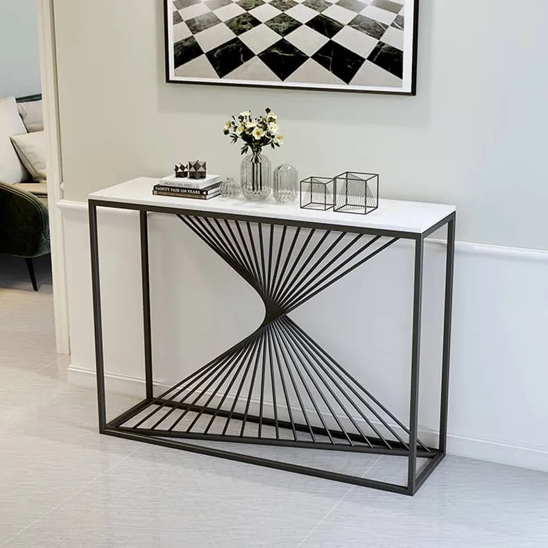 Luxurious Marble Console Table with Modern Geometric Design fdfh-2220