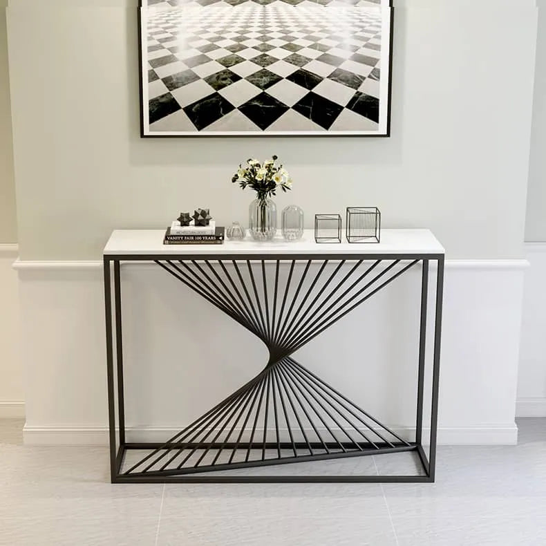 Luxurious Marble Console Table with Modern Geometric Design fdfh-2220