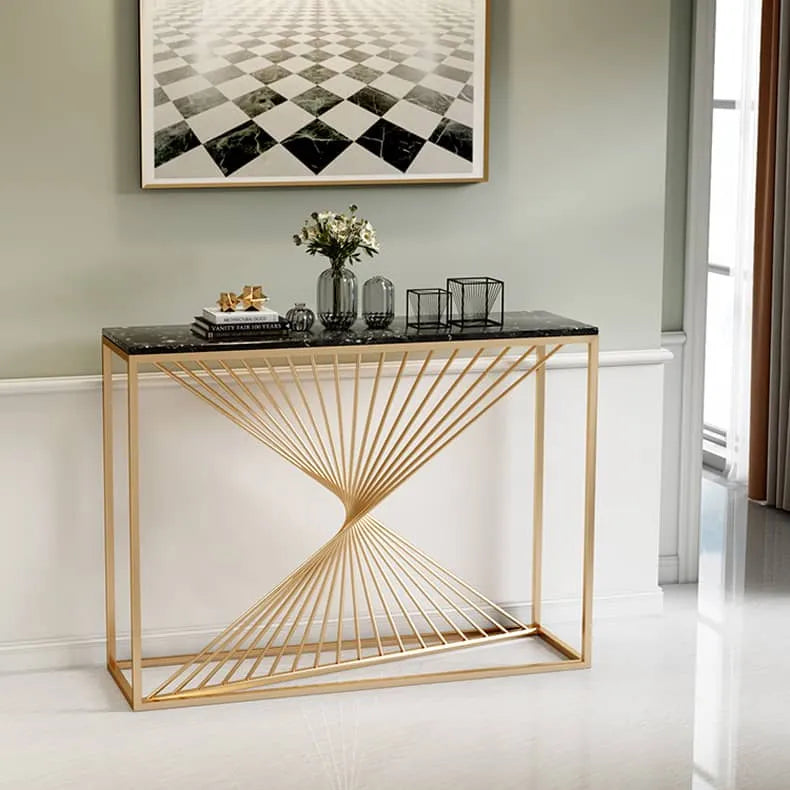 Luxurious Marble Console Table with Modern Geometric Design fdfh-2220