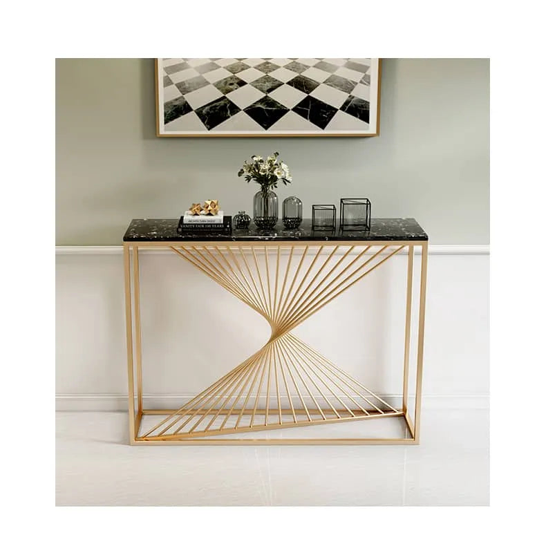 Luxurious Marble Console Table with Modern Geometric Design fdfh-2220