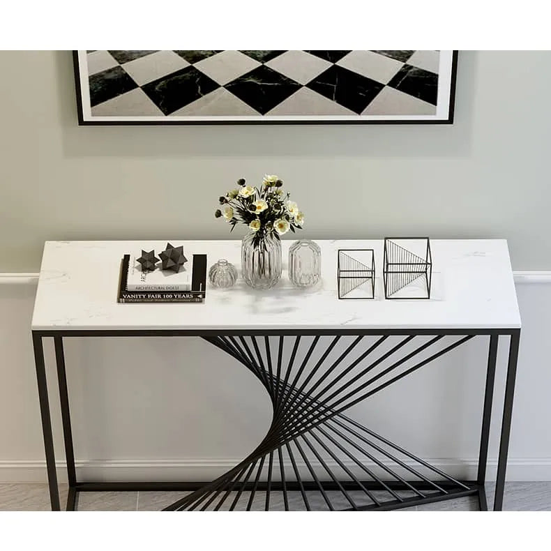 Luxurious Marble Console Table with Modern Geometric Design fdfh-2220