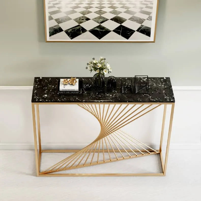 Luxurious Marble Console Table with Modern Geometric Design fdfh-2220