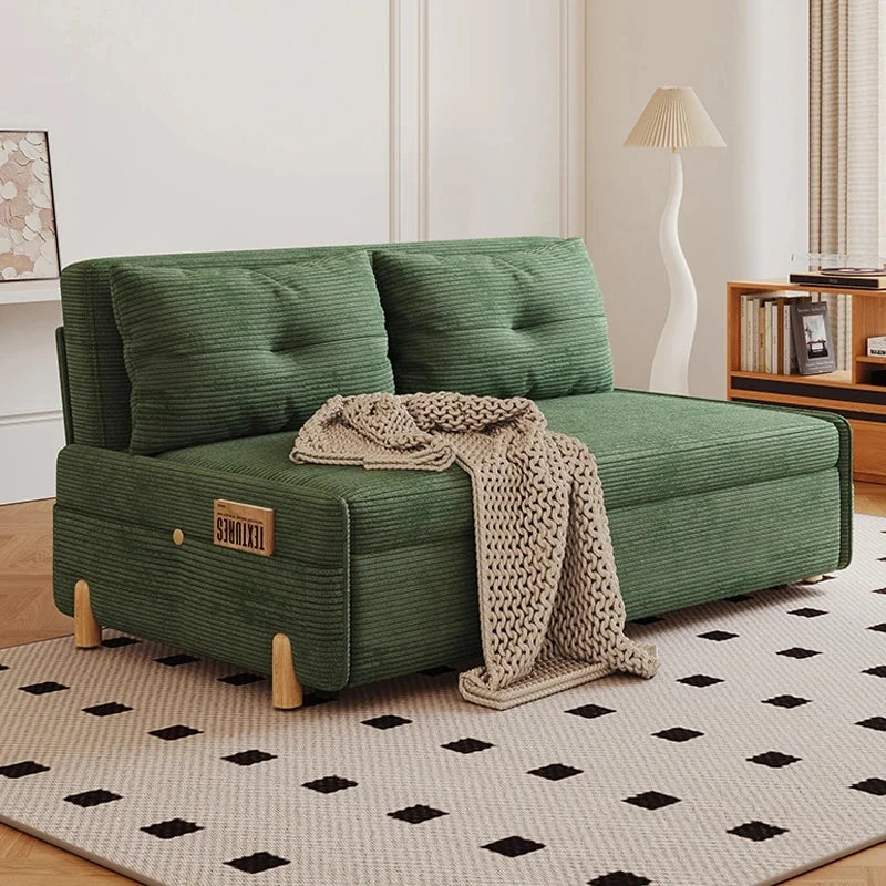 Stylish Solid Wood Corduroy Sofa in Elegant Green - Perfect for Modern Living Rooms fdh-3110