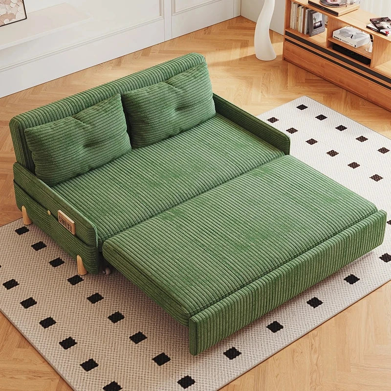 Stylish Solid Wood Corduroy Sofa in Elegant Green - Perfect for Modern Living Rooms fdh-3110