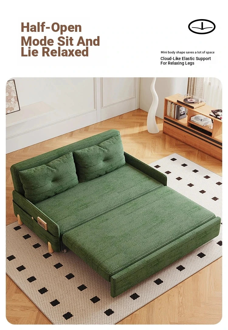 Stylish Solid Wood Corduroy Sofa in Elegant Green - Perfect for Modern Living Rooms fdh-3110