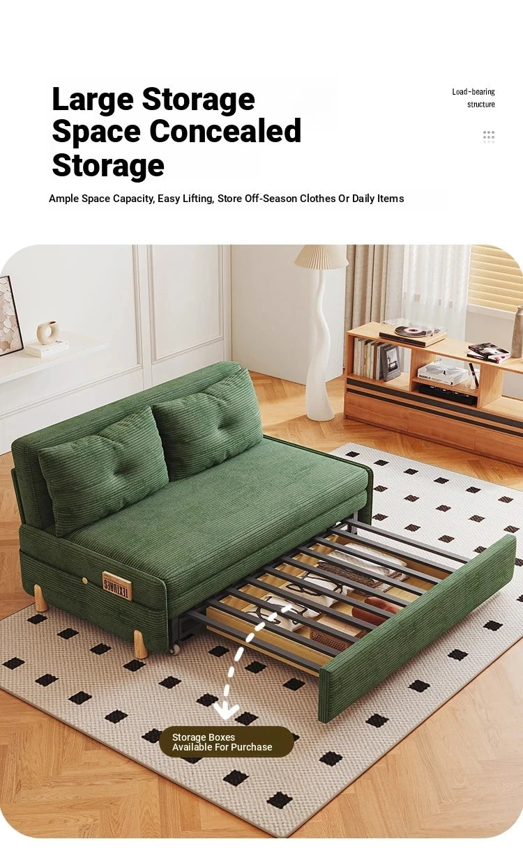 Stylish Solid Wood Corduroy Sofa in Elegant Green - Perfect for Modern Living Rooms fdh-3110