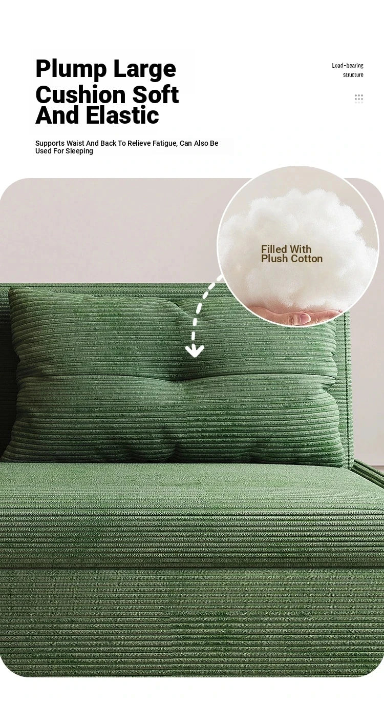 Stylish Solid Wood Corduroy Sofa in Elegant Green - Perfect for Modern Living Rooms fdh-3110