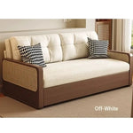 Stylish Solid Wood Sofa with Corduroy Cushions and Rattan Accents - Perfect for Modern Living Rooms fdh-3111