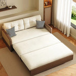 Stylish Solid Wood Sofa with Corduroy Cushions and Rattan Accents - Perfect for Modern Living Rooms fdh-3111