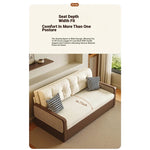 Stylish Solid Wood Sofa with Corduroy Cushions and Rattan Accents - Perfect for Modern Living Rooms fdh-3111