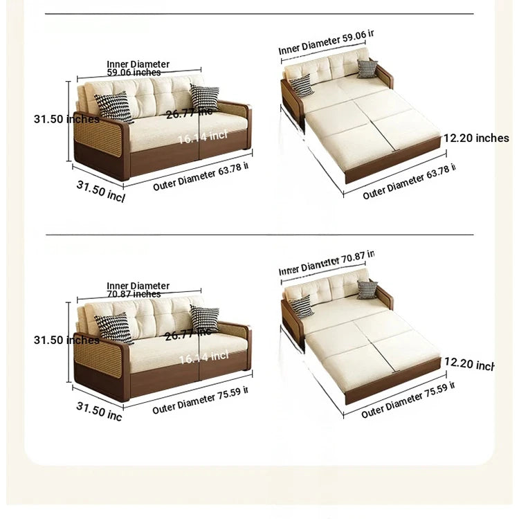 Stylish Solid Wood Sofa with Corduroy Cushions and Rattan Accents - Perfect for Modern Living Rooms fdh-3111