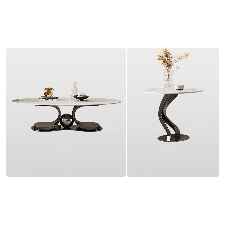 Sleek Modern Tea Table - Sintered Stone & Stainless Steel for Elegant Living Rooms fdl-2596