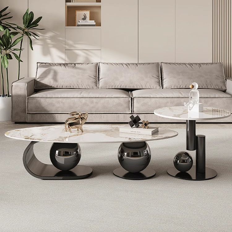 Elegant Sintered Stone Stainless Steel Tea Table for Modern Living Rooms fdl-2597