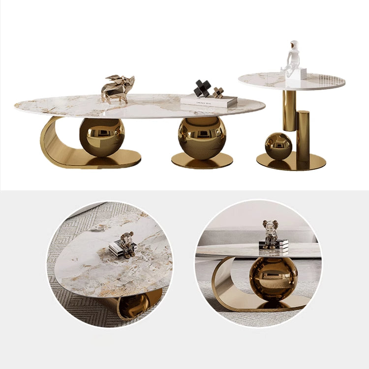 Elegant Sintered Stone Stainless Steel Tea Table for Modern Living Rooms fdl-2597