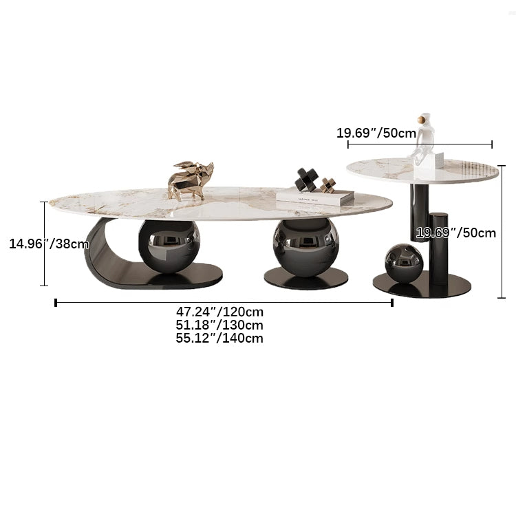 Elegant Sintered Stone Stainless Steel Tea Table for Modern Living Rooms fdl-2597