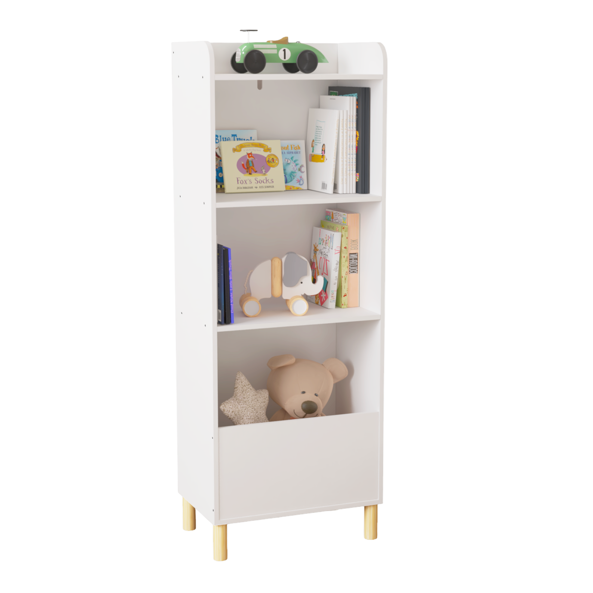 Kids 4-Tier Bookcase, Children's Book Display, Bookshelf Toy Storage Cabinet Organizer for Children's Room, Playroom, Nursery W808105247-djyc