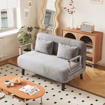 39″ Convertible Chair Bed, Tri-Fold Sofa Bed with Adjustable Backrest & Pillow, Leisure Chaise Lounge Couch with Sturdy Steel Frame for Home & Office, Comfortable Sleeper Chair Light grey Dutch velvet W1767P192812-djyc