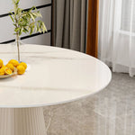 Luxurious Sintered Stone Dining Table with Chic Faux Leather Finish fel-1971