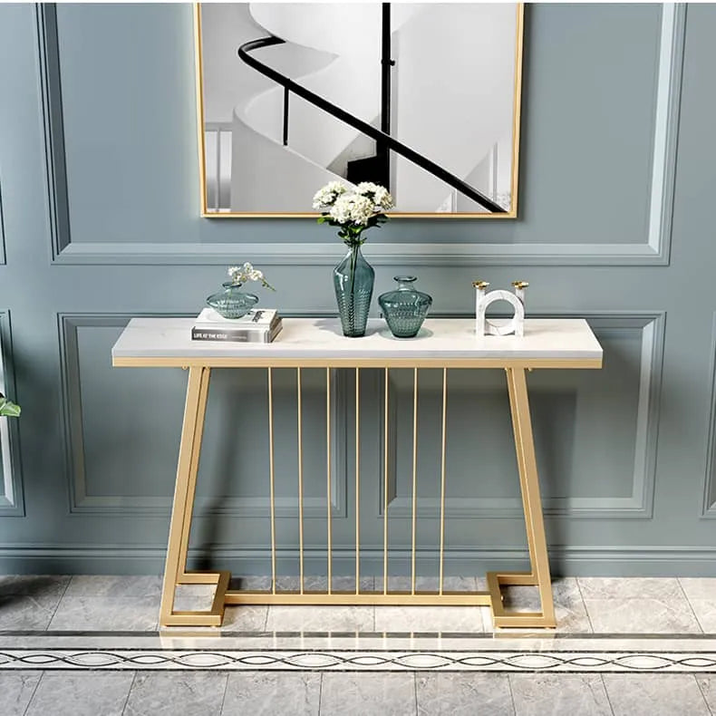 Luxurious Marble Console Table with Sleek Gold Accents for Elegant Interiors fel-1985