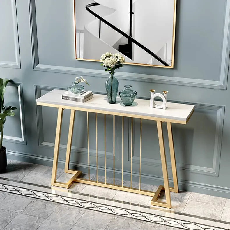 Luxurious Marble Console Table with Sleek Gold Accents for Elegant Interiors fel-1985