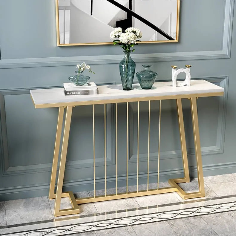 Luxurious Marble Console Table with Sleek Gold Accents for Elegant Interiors fel-1985