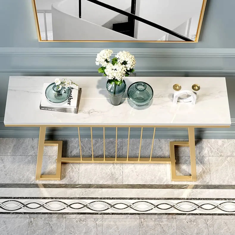 Luxurious Marble Console Table with Sleek Gold Accents for Elegant Interiors fel-1985