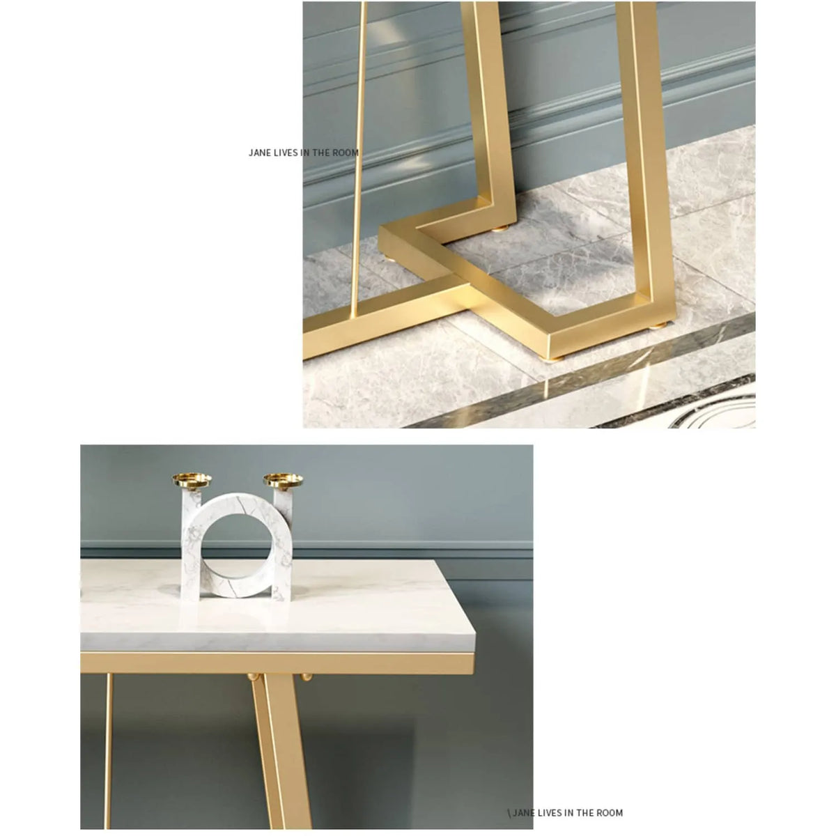 Luxurious Marble Console Table with Sleek Gold Accents for Elegant Interiors fel-1985