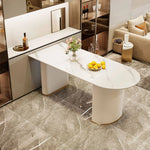 Sleek Sintered Stone Dining Table with Luxurious Faux Leather Chairs for Modern Elegance fel-2021