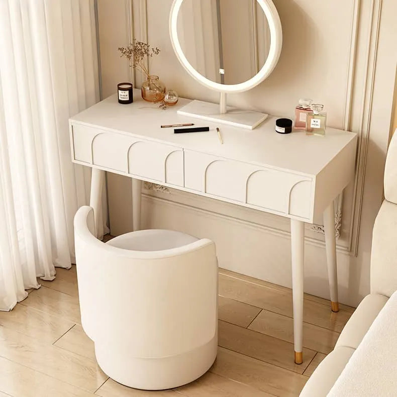 Elegant White Modern Makeup Vanity Table with Mirror and Storage Drawers fel-2022