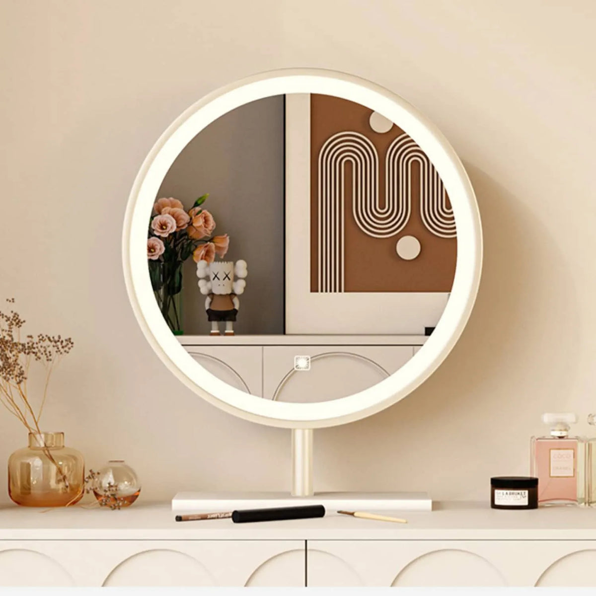 Elegant White Modern Makeup Vanity Table with Mirror and Storage Drawers fel-2022