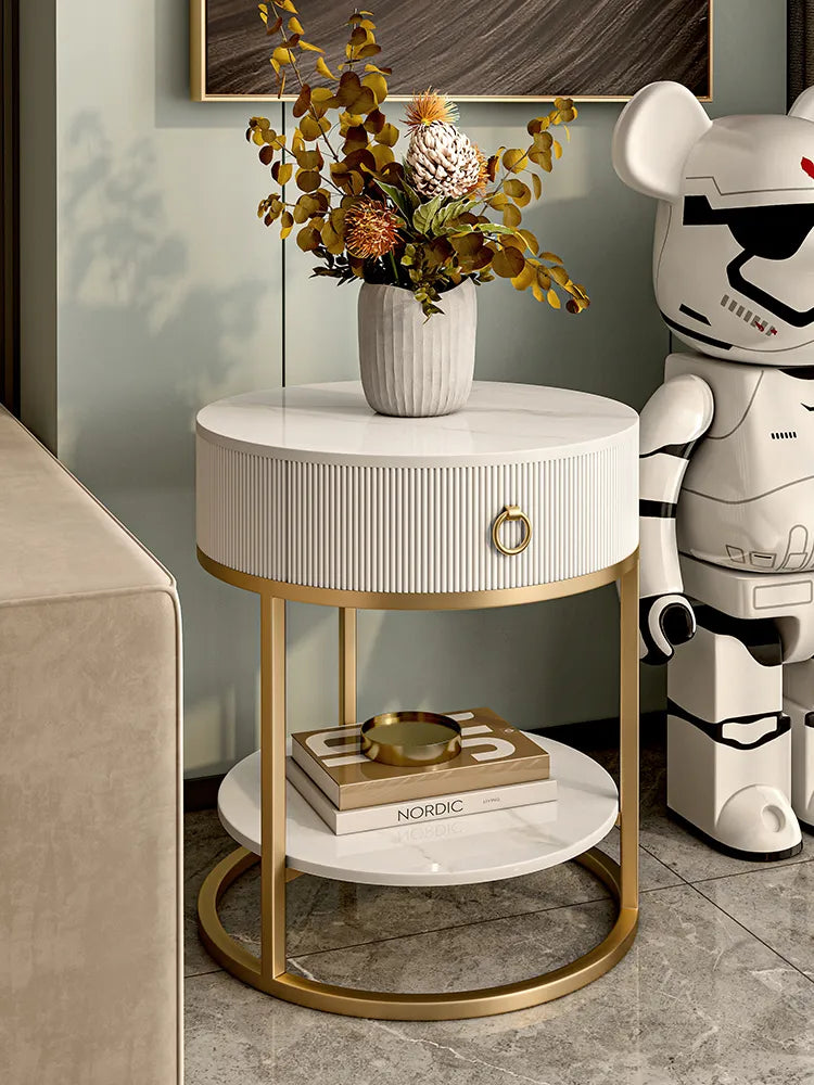 Luxurious Ceramic Sintered Stone Tea Table with Golden Accents - Modern Elegance for Your Living Room fel-2442