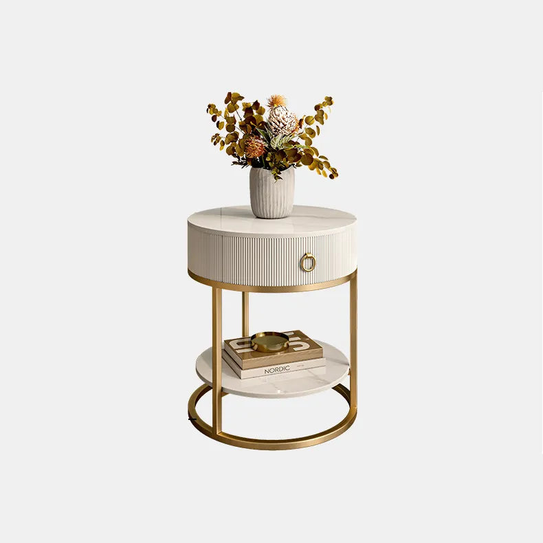 Luxurious Ceramic Sintered Stone Tea Table with Golden Accents - Modern Elegance for Your Living Room fel-2442