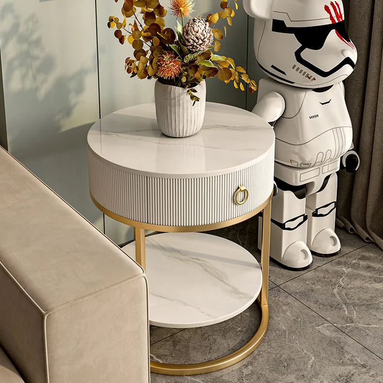 Luxurious Ceramic Sintered Stone Tea Table with Golden Accents - Modern Elegance for Your Living Room fel-2442