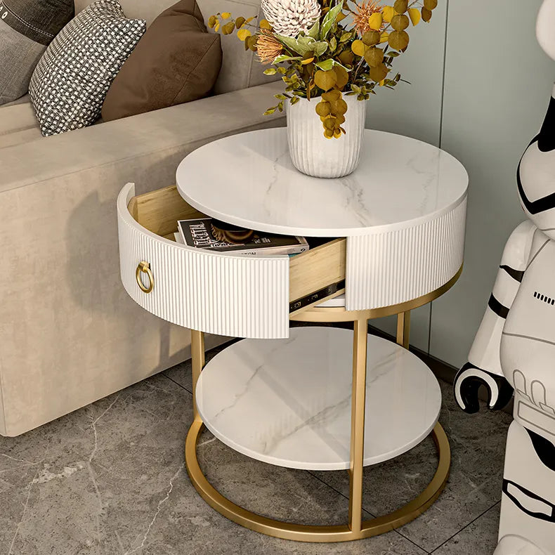 Luxurious Ceramic Sintered Stone Tea Table with Golden Accents - Modern Elegance for Your Living Room fel-2442