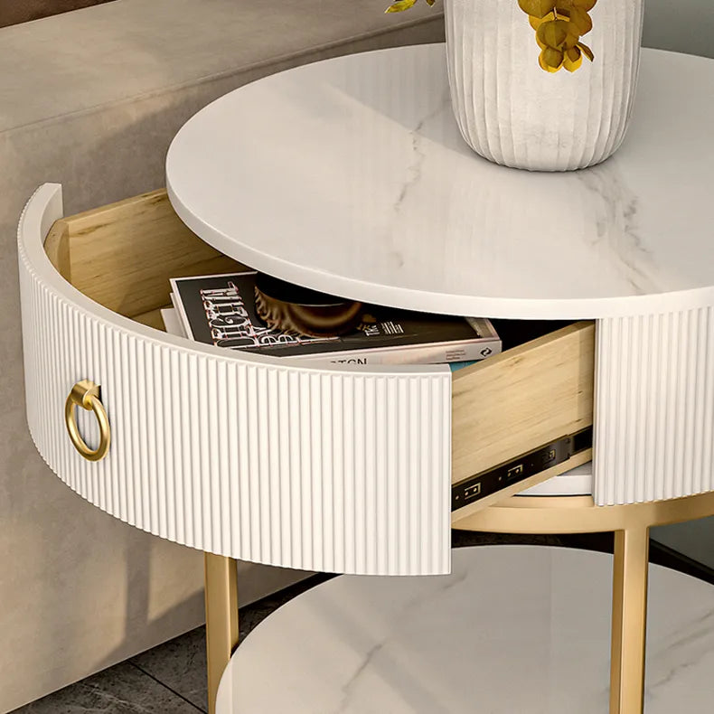 Luxurious Ceramic Sintered Stone Tea Table with Golden Accents - Modern Elegance for Your Living Room fel-2442