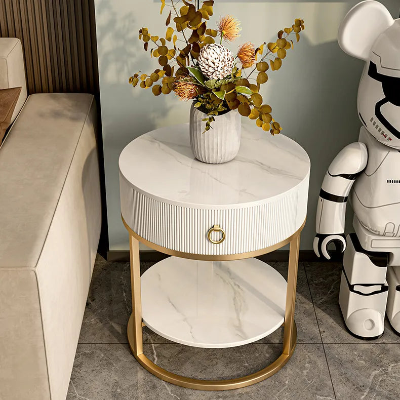 Luxurious Ceramic Sintered Stone Tea Table with Golden Accents - Modern Elegance for Your Living Room fel-2442