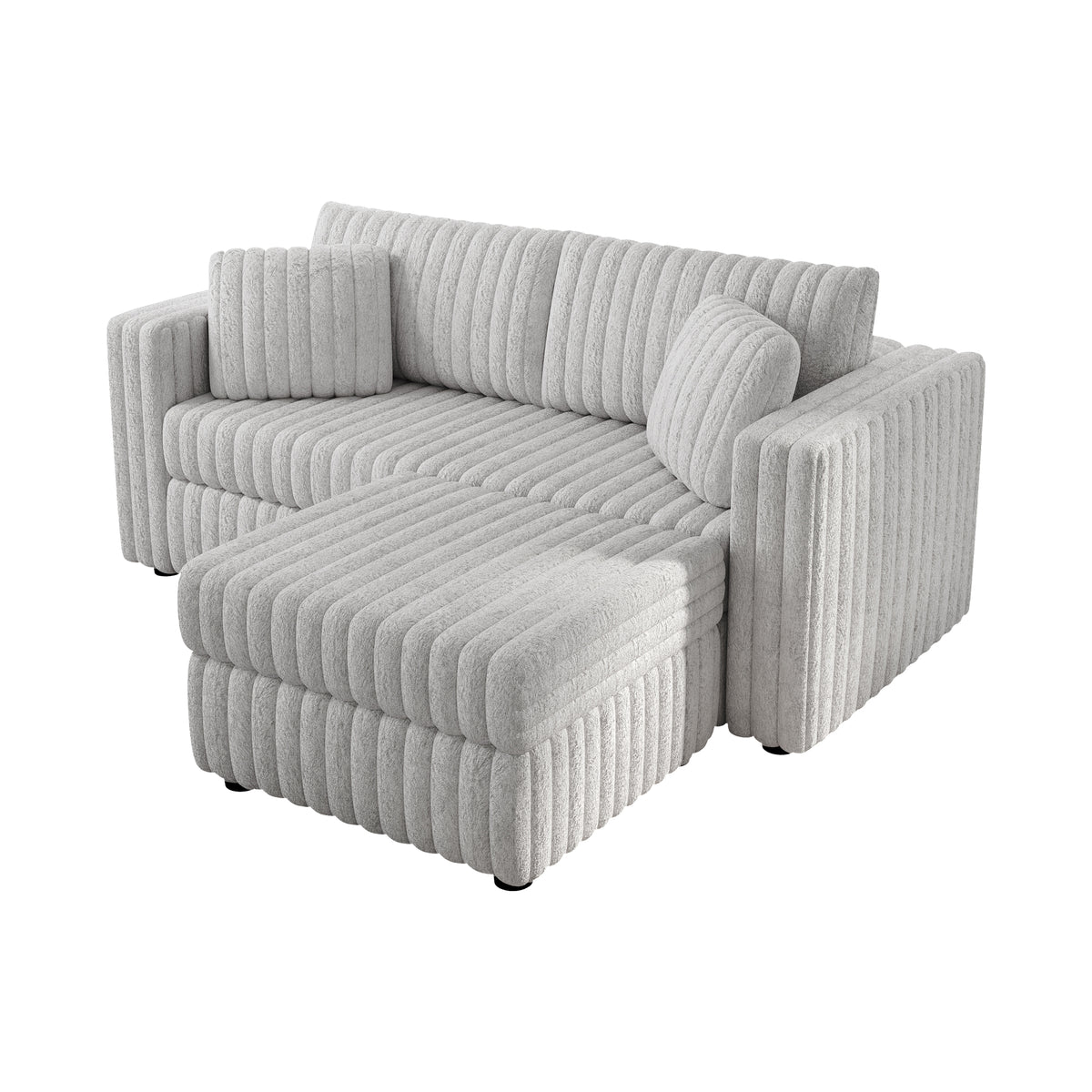 75.6"Soft Rabbit Plush Modular 2-person Sofa with Hydraulic Lift. Highly Comfortable & Stylish. Matches 30.7" Ottoman. Ideal for Bedroom & Living Room. Light gray W1767S00008-djyc