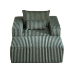 62.5-Inch Corduroy Sponge Sofa Lounge Chair with Removable footrest,No Assembly Required,Fluffy Modern Sleeper Chair for Indoor Living Room Bedroom W834P206047-djyc