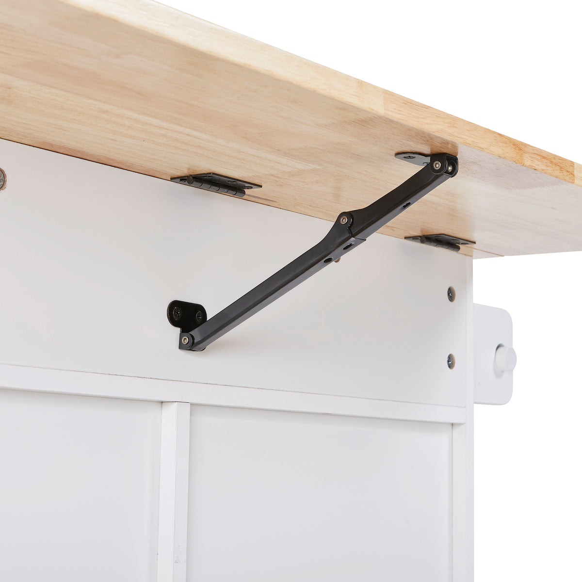 K&K Rolling Kitchen Island with Storage, Kitchen Cart with Rubber Wood Top, Spacious Drawer with Divider and Internal Storage Rack, Kitchen Island on Wheels with Adjustable Shelf Tower Rack, White WF316601AAW-djyc