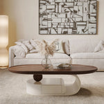 Stylish Solid Wood Tea Table with Modern Sculptural Base - Perfect for Living Rooms fhj-4492