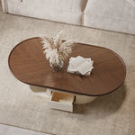 Stylish Solid Wood Tea Table with Modern Sculptural Base - Perfect for Living Rooms fhj-4492