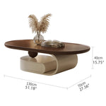 Stylish Solid Wood Tea Table with Modern Sculptural Base - Perfect for Living Rooms fhj-4492