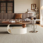 Modern Luxury Tea Table | Ceramic Sintered Stone & Solid Wood Design fhj-4495